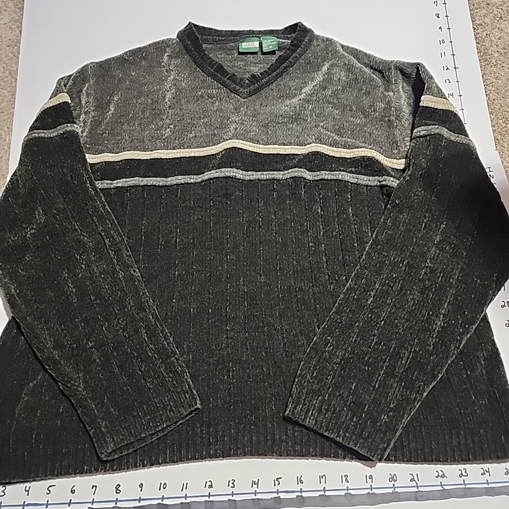 Falls Creek Men's Charcoal and Cream V-Neck Sweater